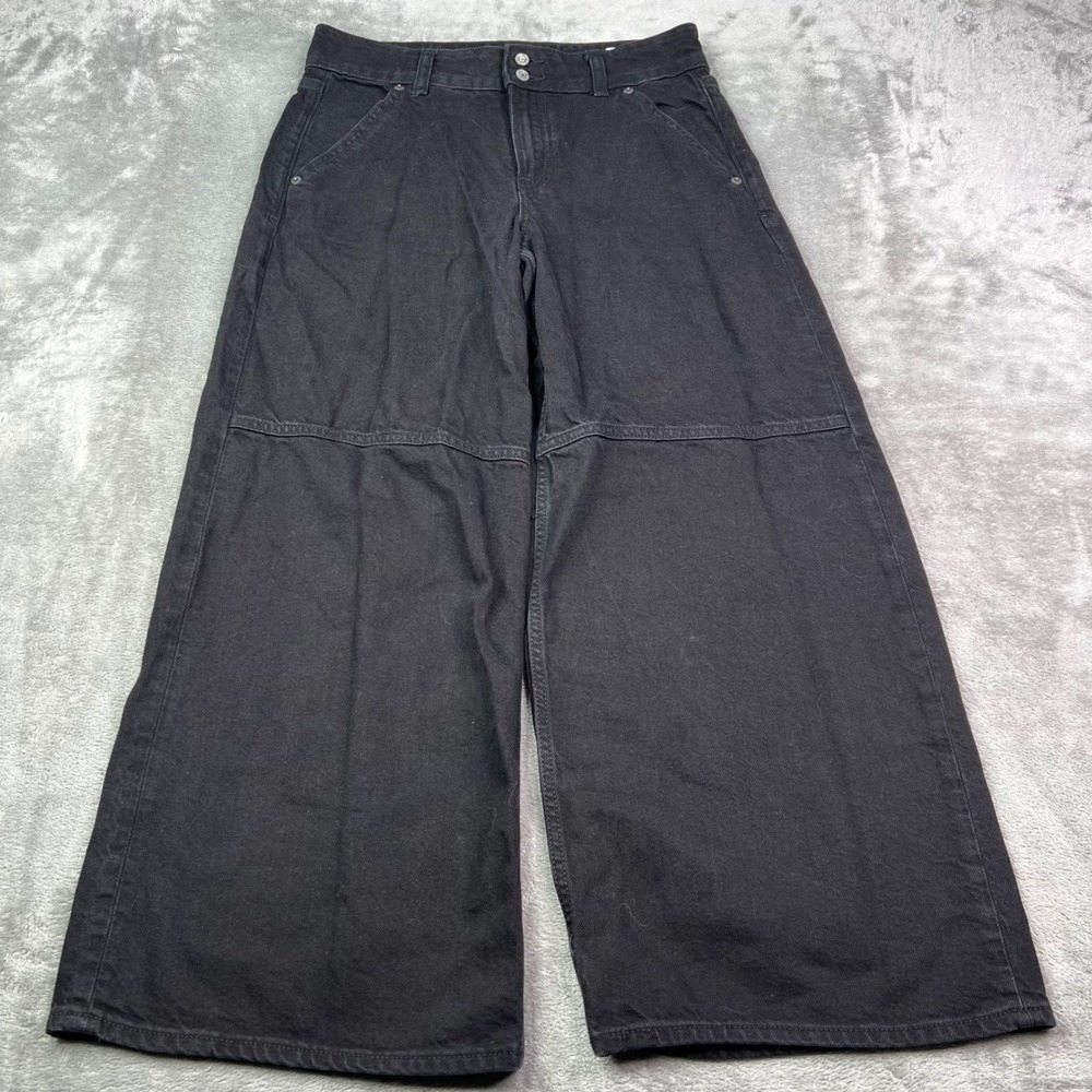 Gap Baggy Mid Rise Jeans Womens 2P Black Solid Ultrasoft Denim Wide Leg